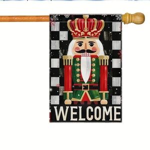Garden Flag, Christmas Nutcracker Soldier Garden Flag - Welcome, NEW, Ea…